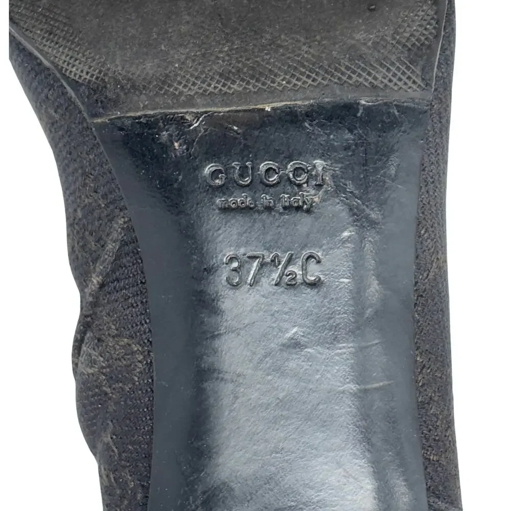 Gucci Boots Knee High Tall Brown Monogram GG‎ Logo Western Cowboy Heels 37.5